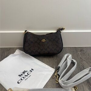 Coach Black and Brown Signature Shoulder Bag